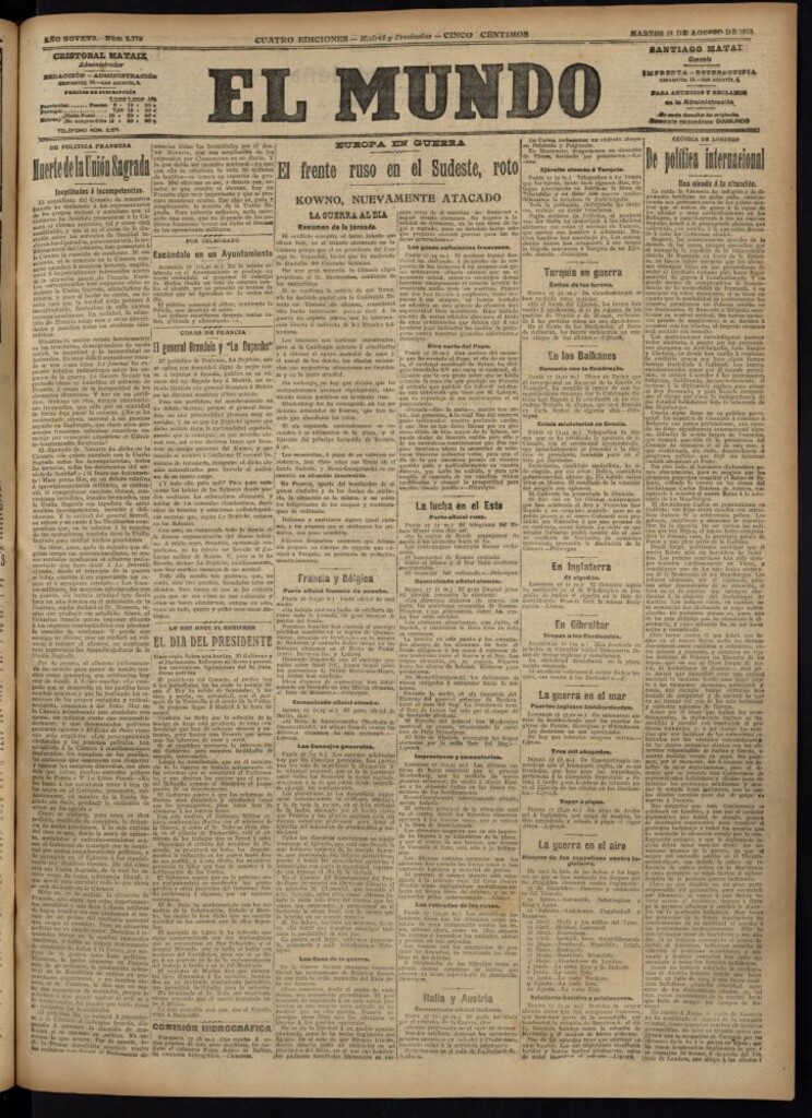 Miniatura de El Mundo del 17 de agosto de 1915