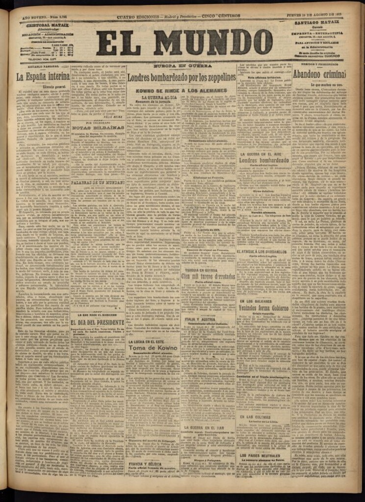 Miniatura de El Mundo del 19 de agosto de 1915