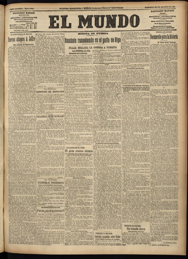 Miniatura de El Mundo del 22 de agosto de 1915