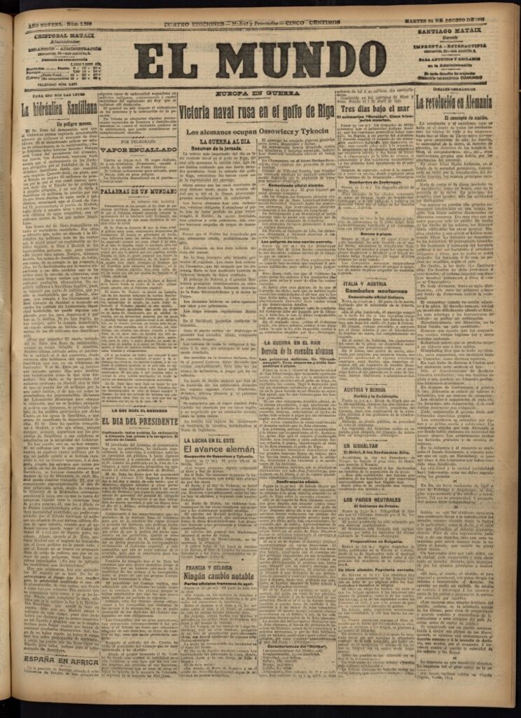 Miniatura de El Mundo del 24 de agosto de 1915