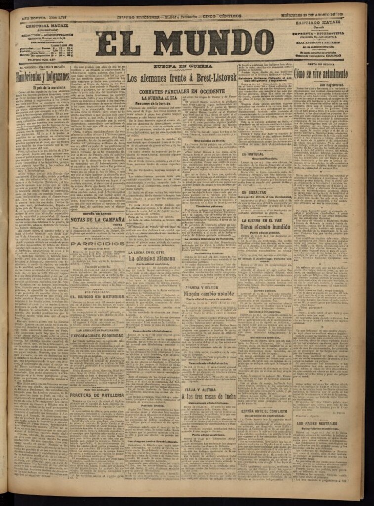 Miniatura de El Mundo del 25 de agosto de 1915