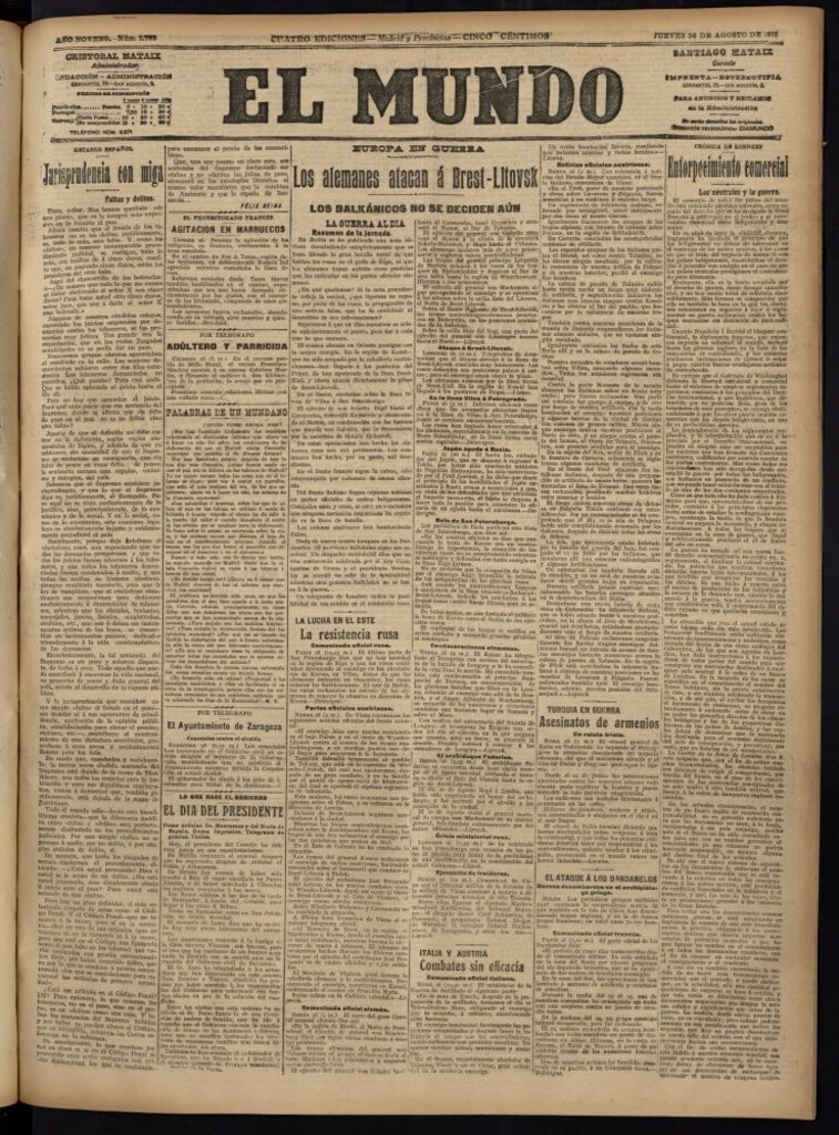 Miniatura de El Mundo del 26 de agosto de 1915