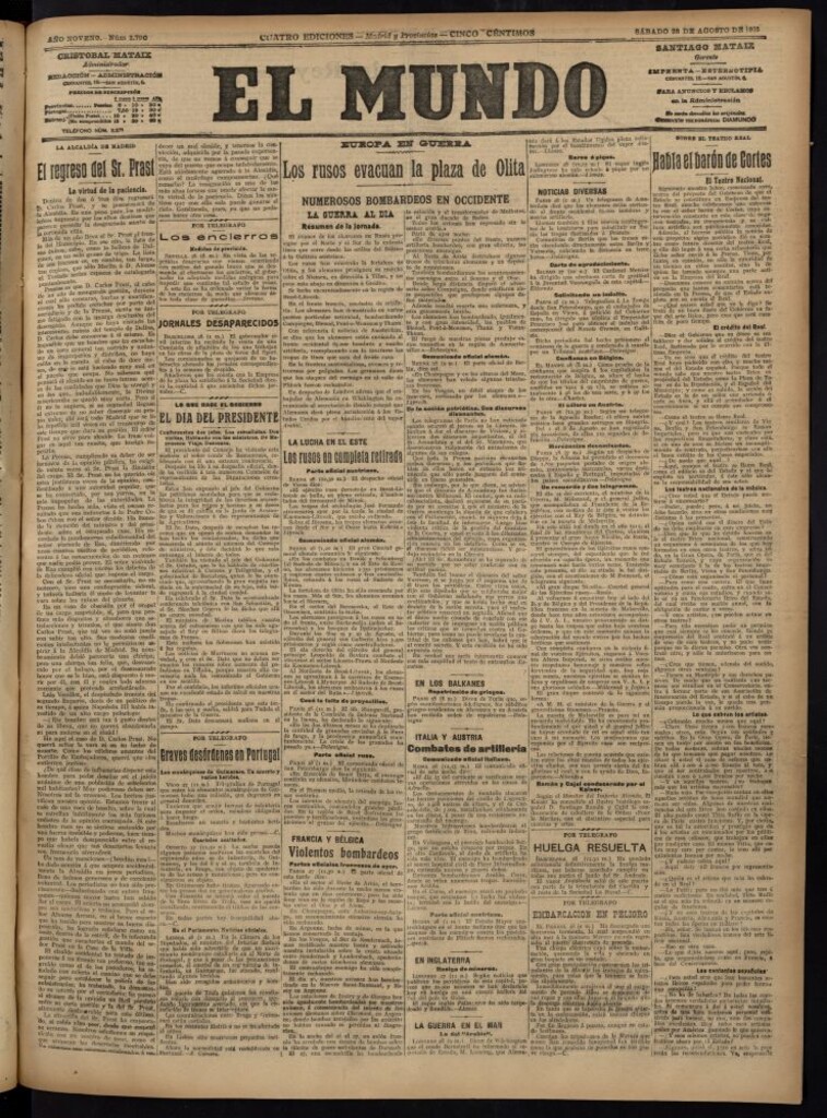 Miniatura de El Mundo del 28 de agosto de 1915