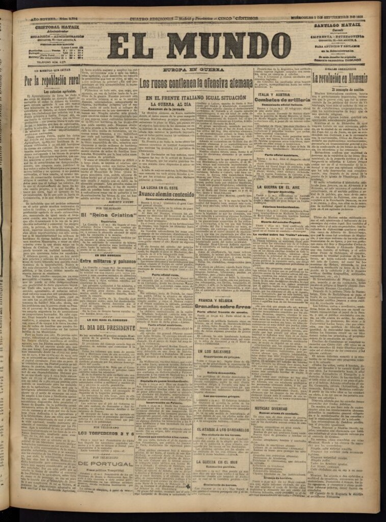Miniatura de El Mundo del 1 de septiembre de 1915