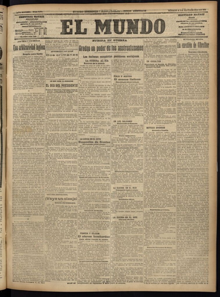 Miniatura de El Mundo del 4 de septiembre de 1915