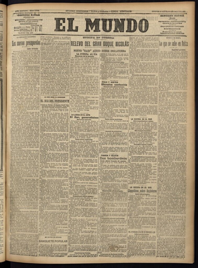 Miniatura de El Mundo del 9 de septiembre de 1915