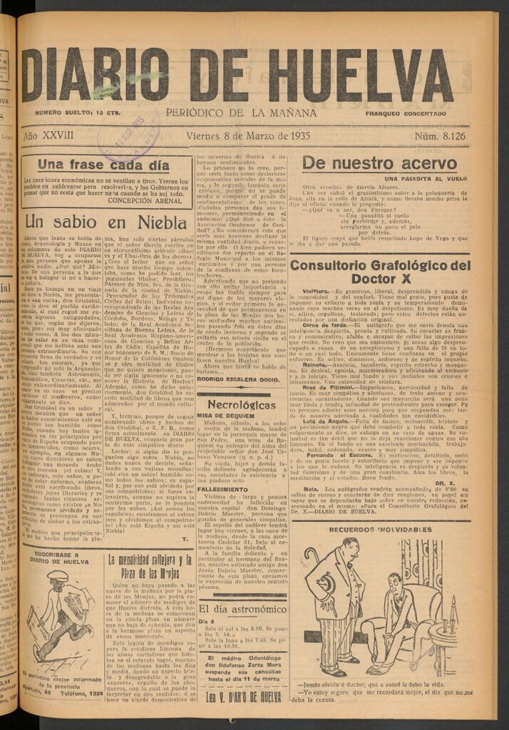 Miniatura de Diario de Huelva : periódico independiente del 8 de marzo de 1935