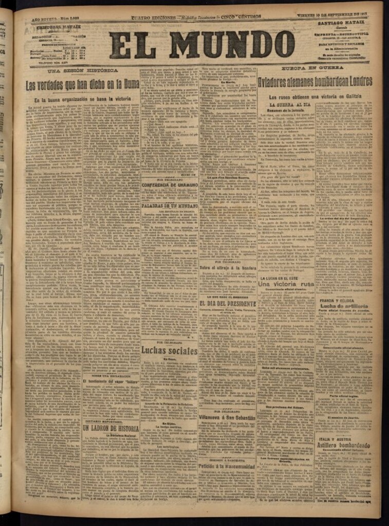 Miniatura de El Mundo del 10 de septiembre de 1915