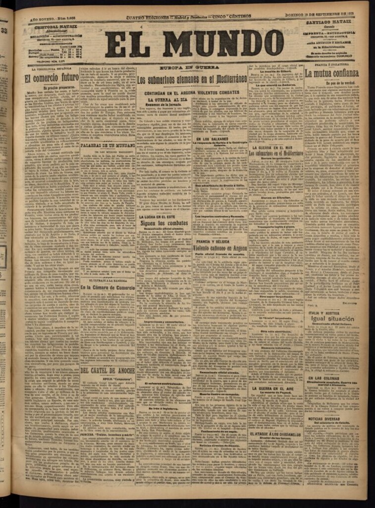 Miniatura de El Mundo del 12 de septiembre de 1915