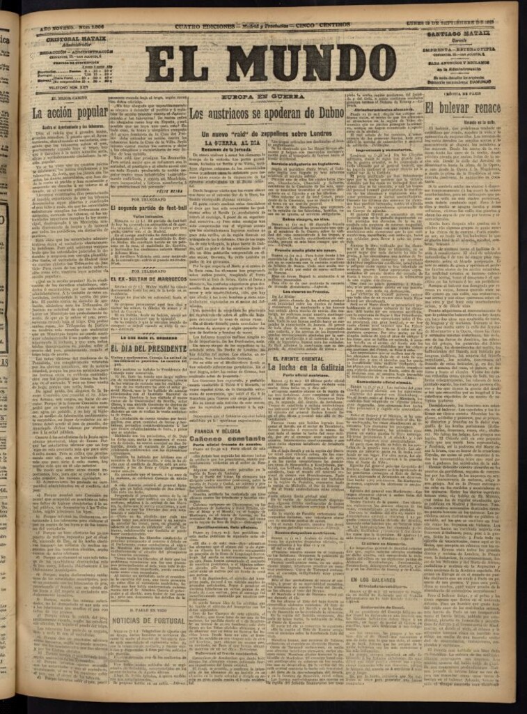 Miniatura de El Mundo del 13 de septiembre de 1915
