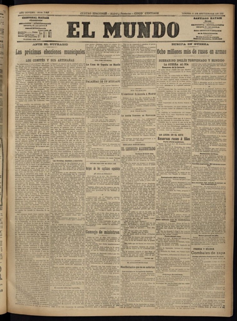 Miniatura de El Mundo del 17 de septiembre de 1915