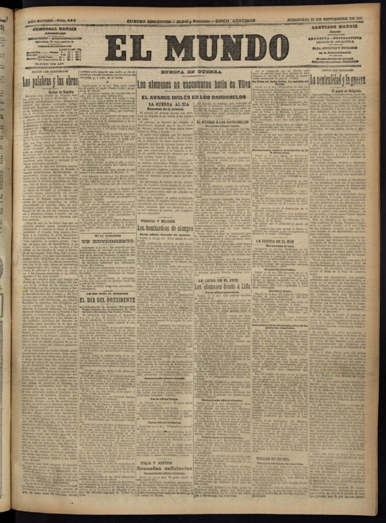 Miniatura de El Mundo del 22 de septiembre de 1915