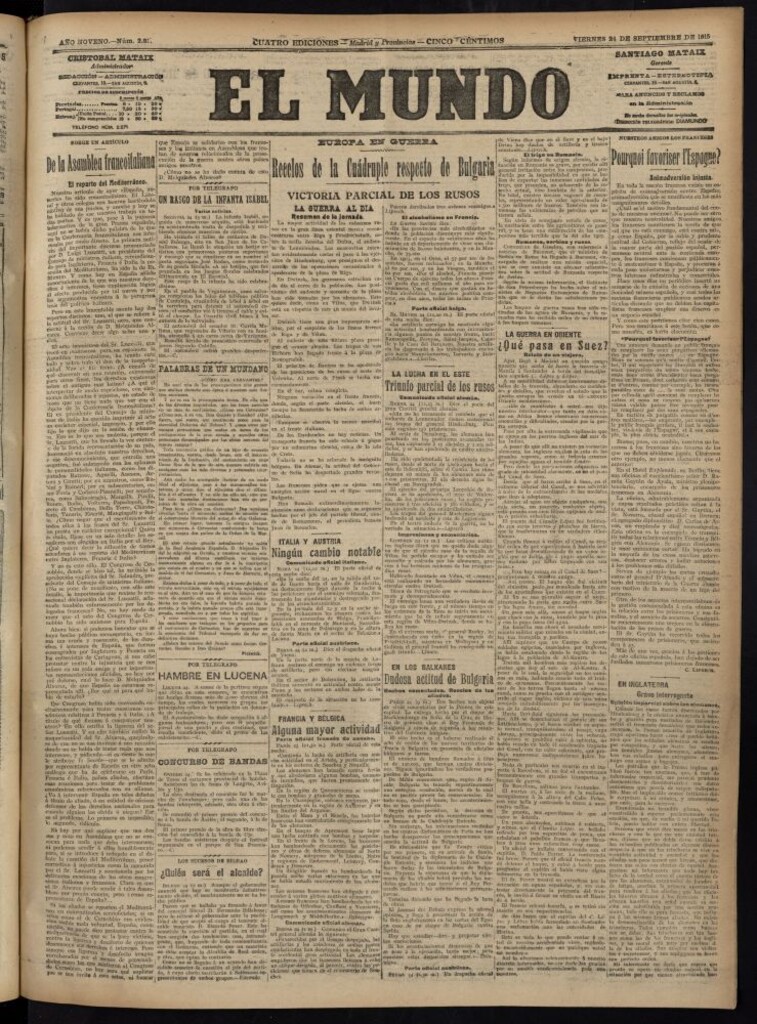 Miniatura de El Mundo del 24 de septiembre de 1915