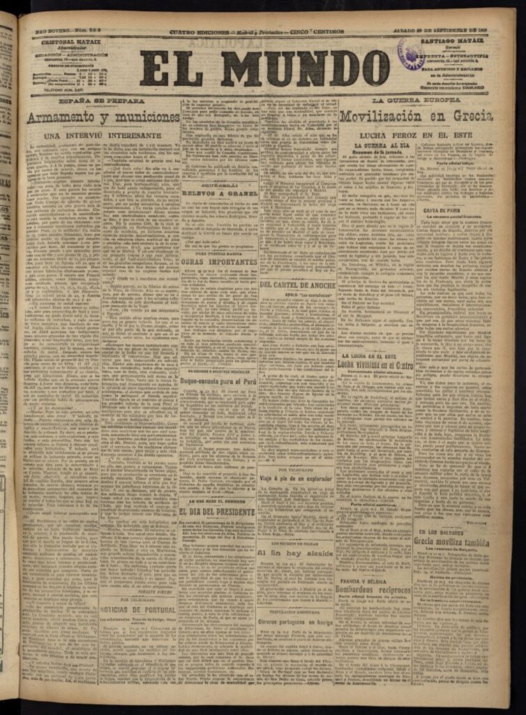 Miniatura de El Mundo del 25 de septiembre de 1915