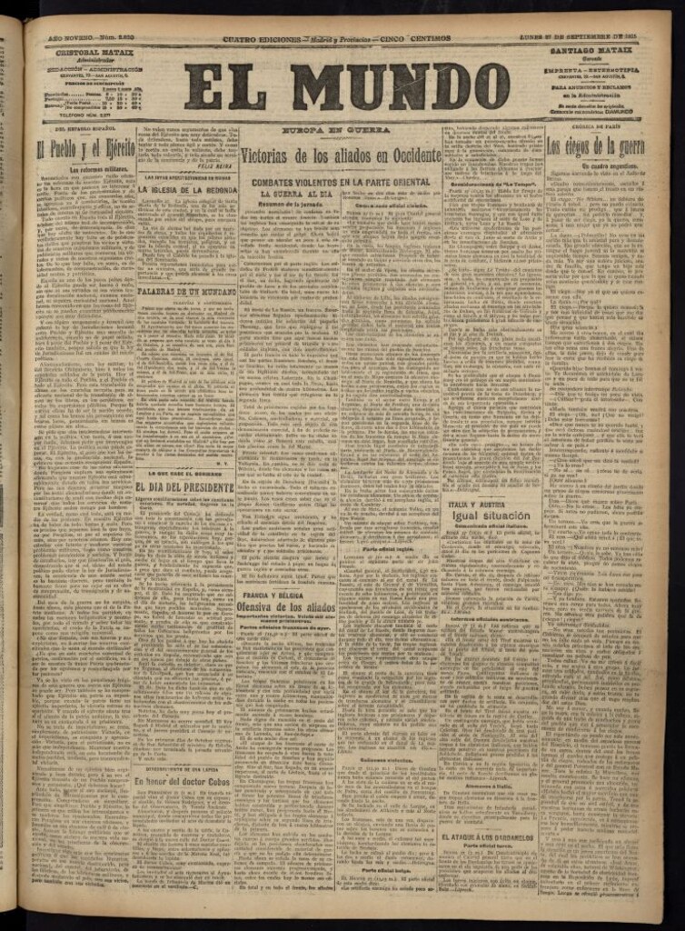 Miniatura de El Mundo del 27 de septiembre de 1915