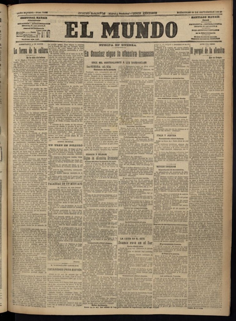 Miniatura de El Mundo del 29 de septiembre de 1915