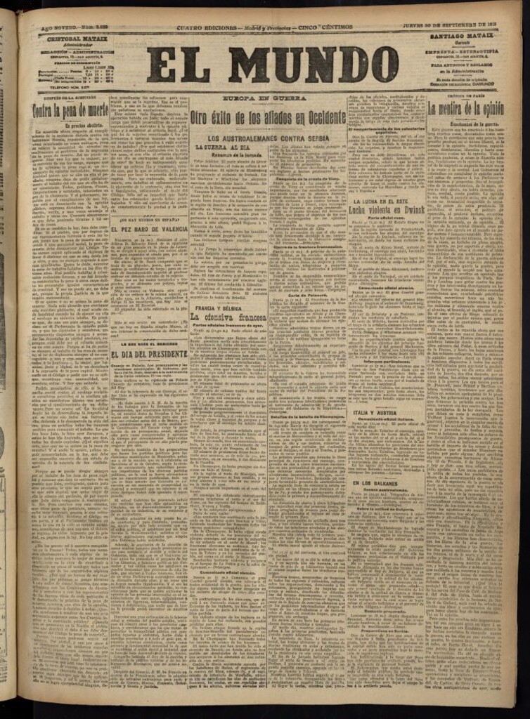 Miniatura de El Mundo del 30 de septiembre de 1915