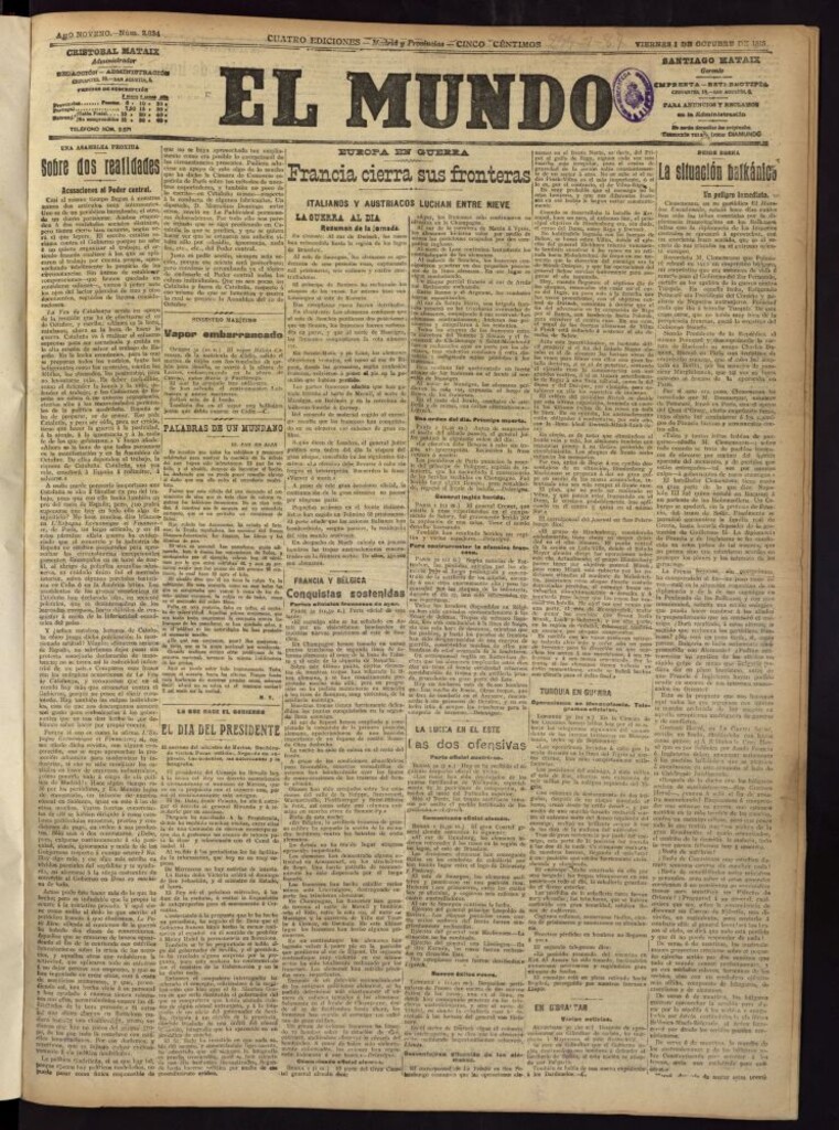 Miniatura de El Mundo del 1 de octubre de 1915