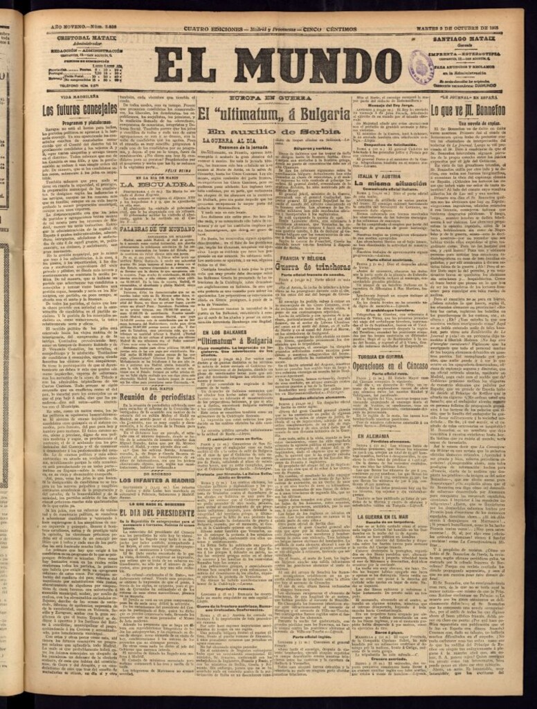 Miniatura de El Mundo del 5 de octubre de 1915
