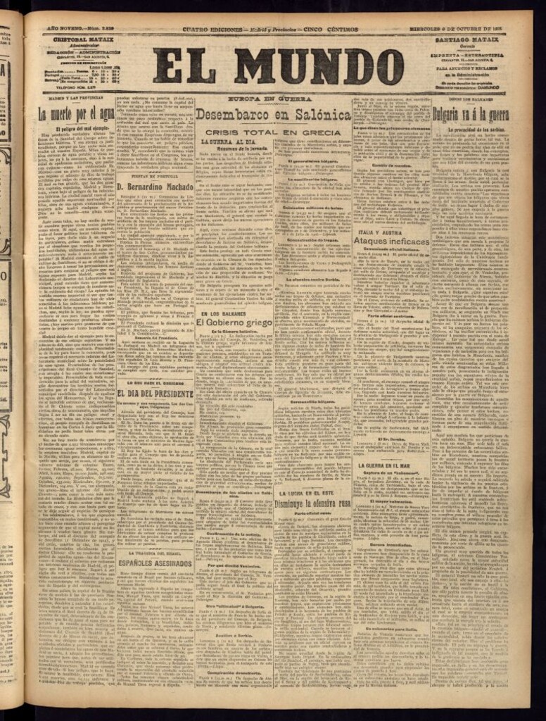 Miniatura de El Mundo del 6 de octubre de 1915
