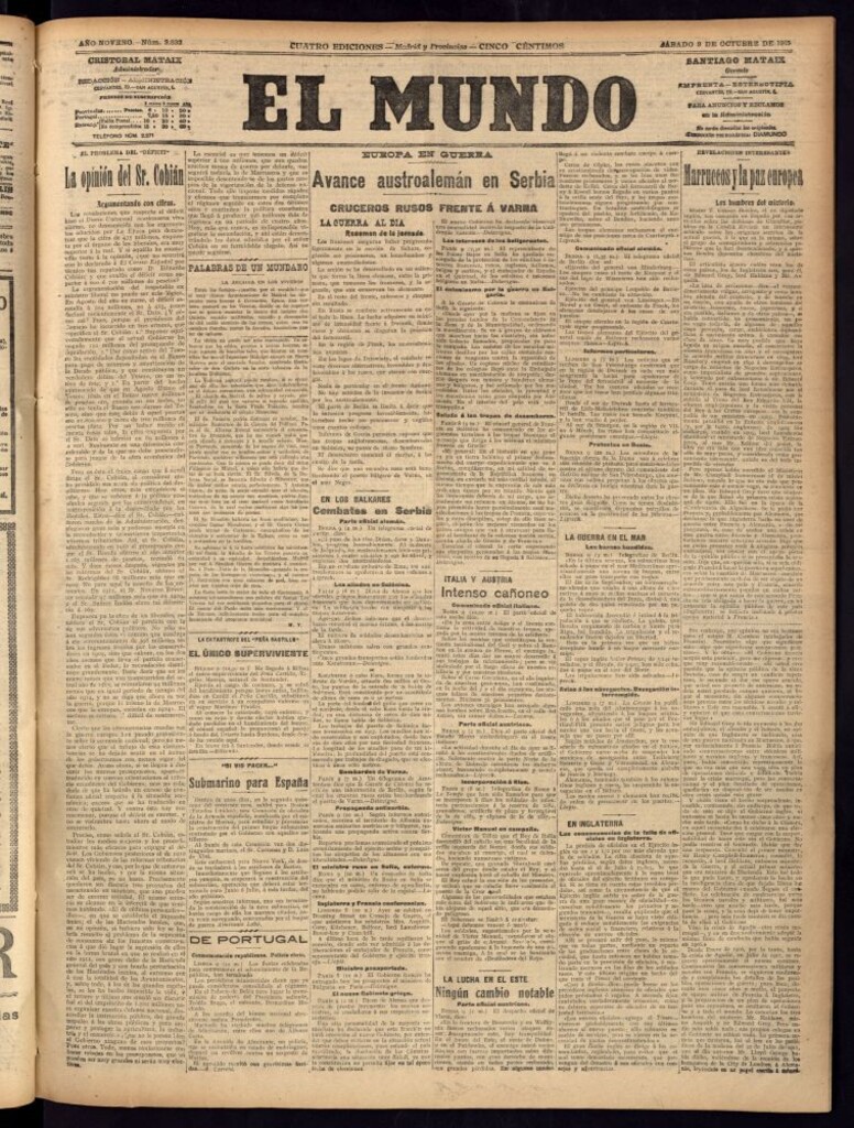 Miniatura de El Mundo del 9 de octubre de 1915