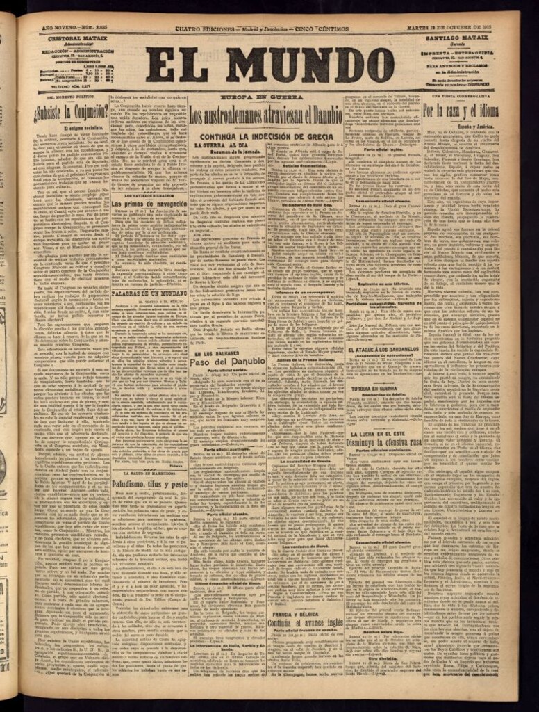 Miniatura de El Mundo del 12 de octubre de 1915
