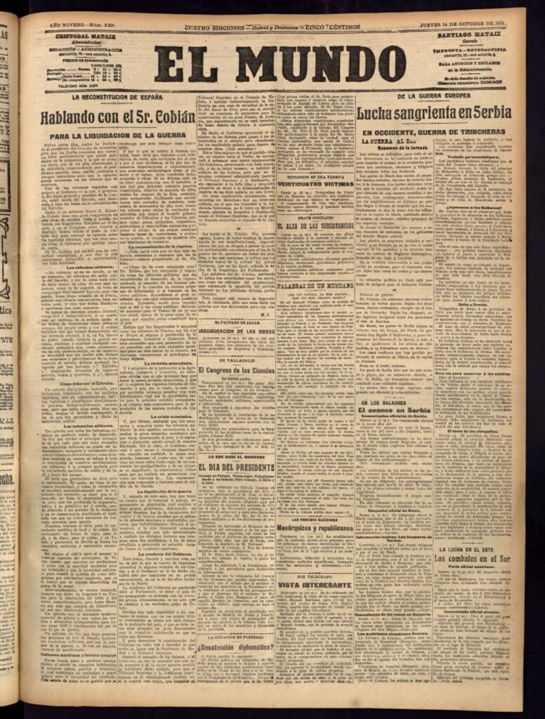 Miniatura de El Mundo del 14 de octubre de 1915