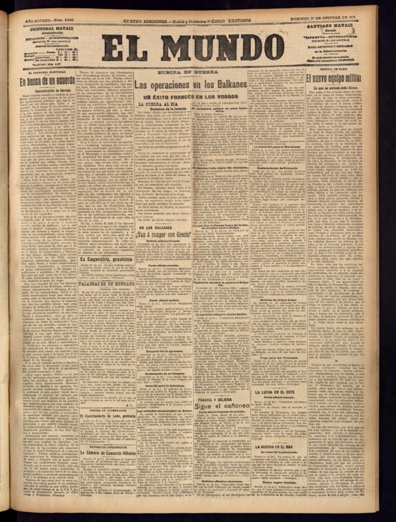 Miniatura de El Mundo del 17 de octubre de 1915