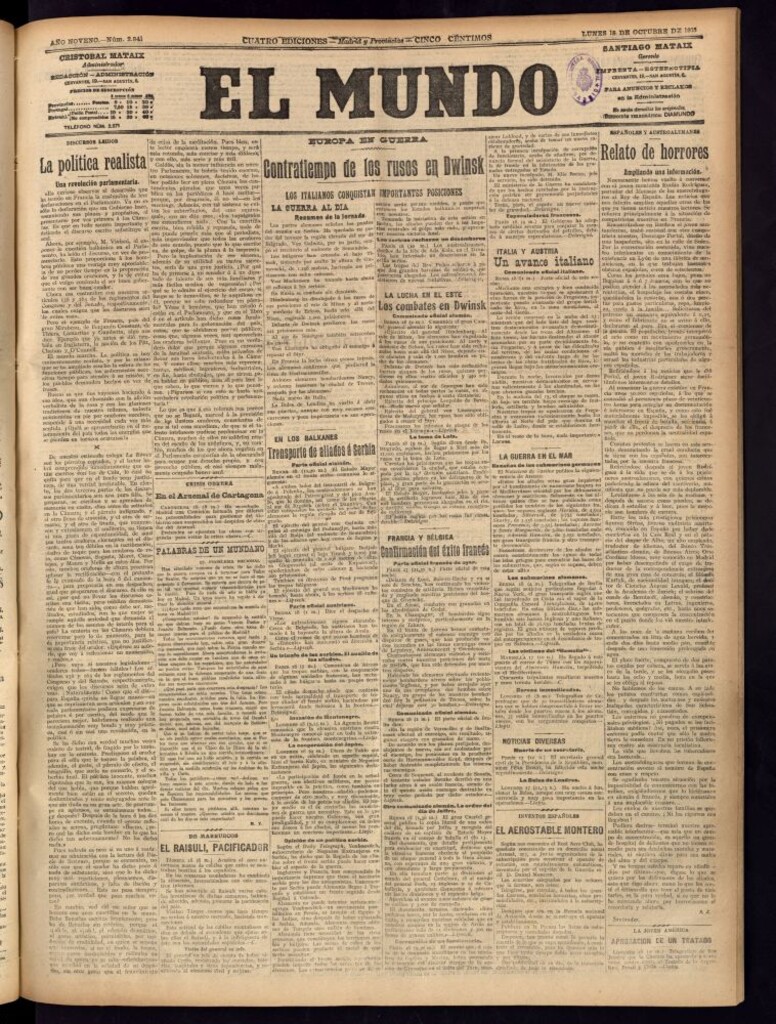 Miniatura de El Mundo del 18 de octubre de 1915