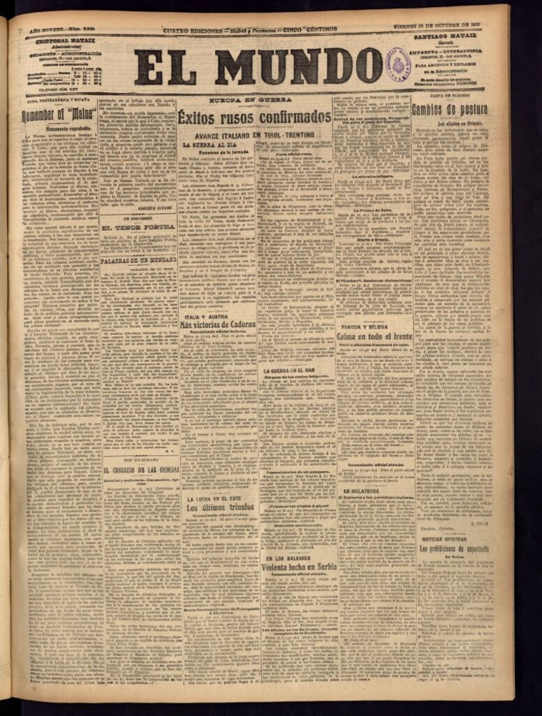 Miniatura de El Mundo del 22 de octubre de 1915