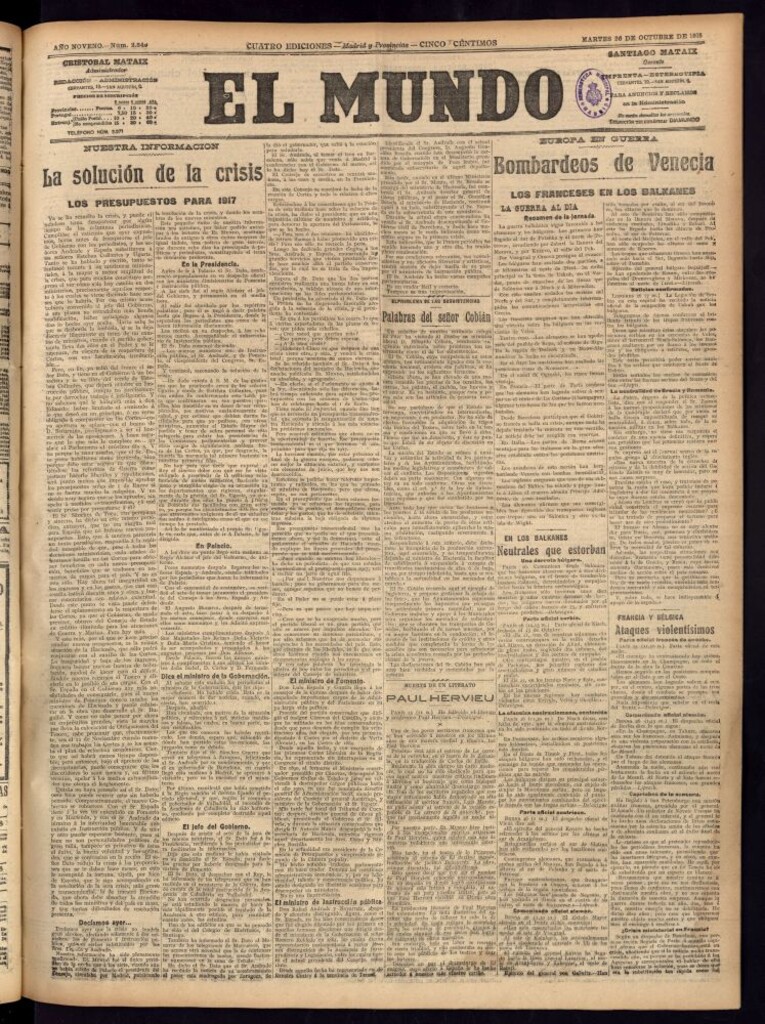 Miniatura de El Mundo del 26 de octubre de 1915
