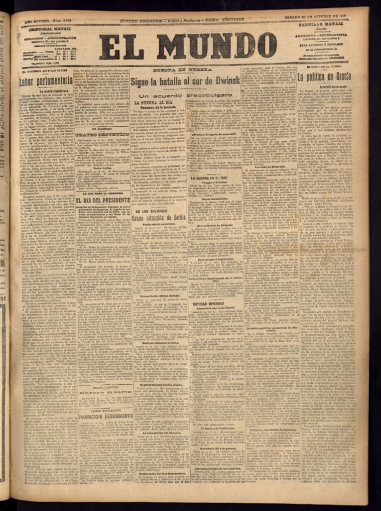 Miniatura de El Mundo del 30 de octubre de 1915