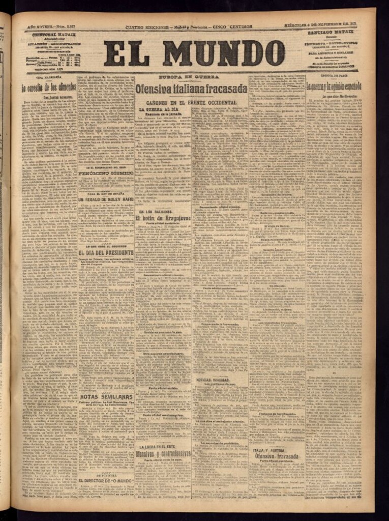 Miniatura de El Mundo del 3 de noviembre de 1915