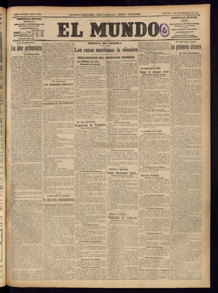 Miniatura de El Mundo del 4 de noviembre de 1915