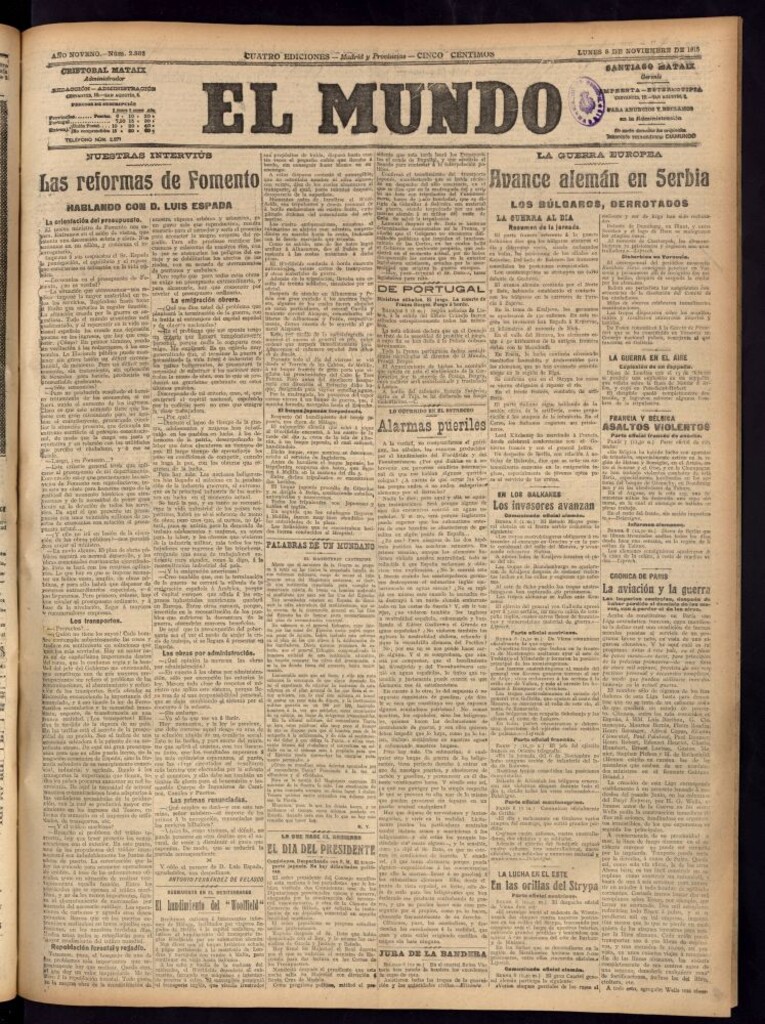 Miniatura de El Mundo del 8 de noviembre de 1915