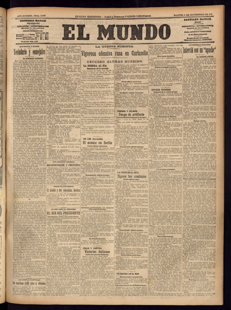 Miniatura de El Mundo del 9 de noviembre de 1915