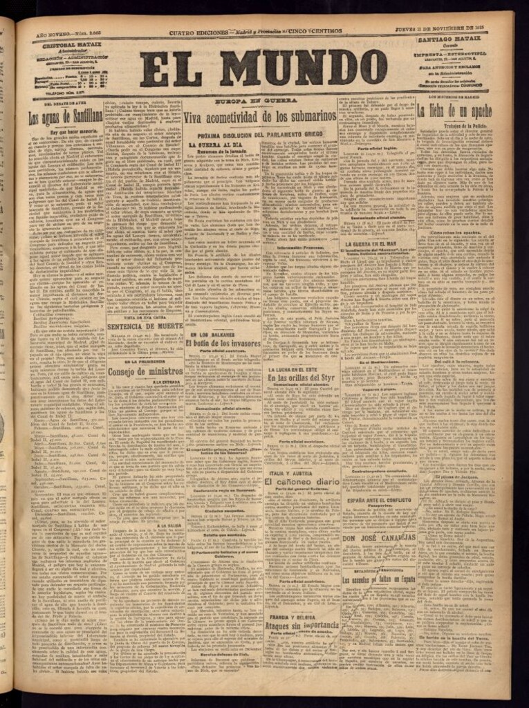 Miniatura de El Mundo del 11 de noviembre de 1915