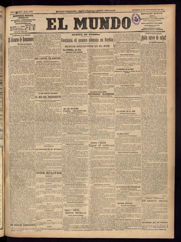 Miniatura de El Mundo del 12 de noviembre de 1915
