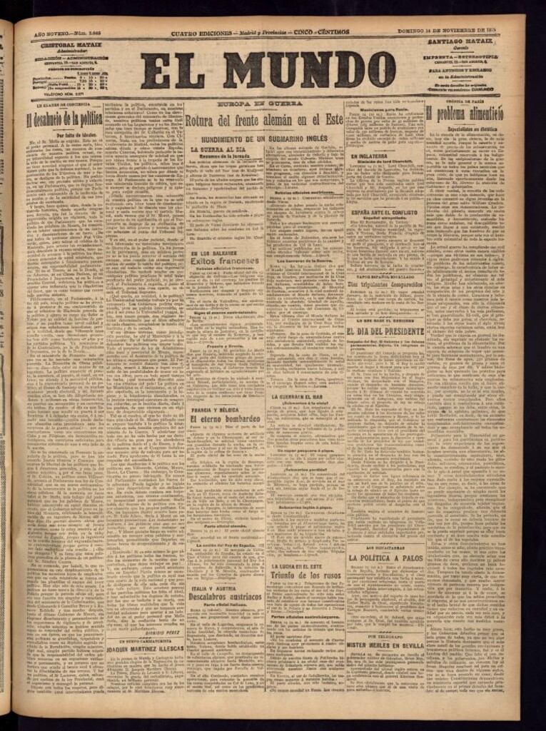 Miniatura de El Mundo del 14 de noviembre de 1915