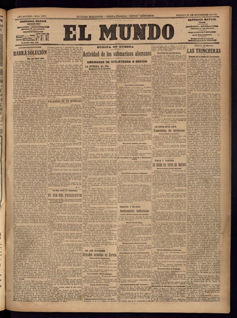 Miniatura de El Mundo del 20 de noviembre de 1915