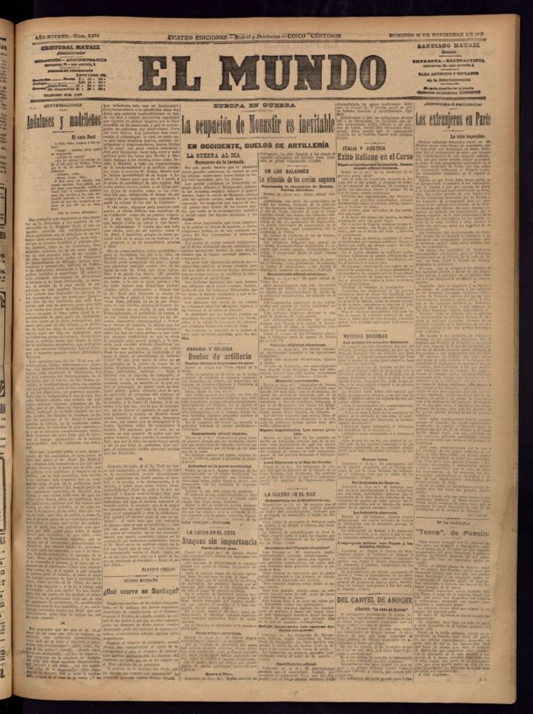 Miniatura de El Mundo del 21 de noviembre de 1915