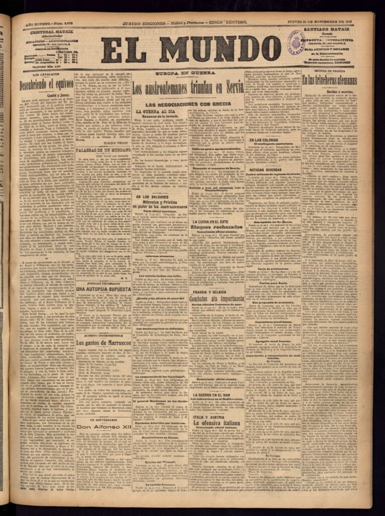 Miniatura de El Mundo del 25 de noviembre de 1915