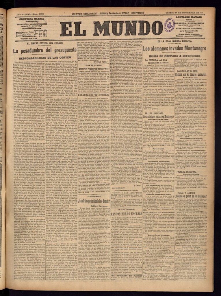 Miniatura de El Mundo del 27 de noviembre de 1915