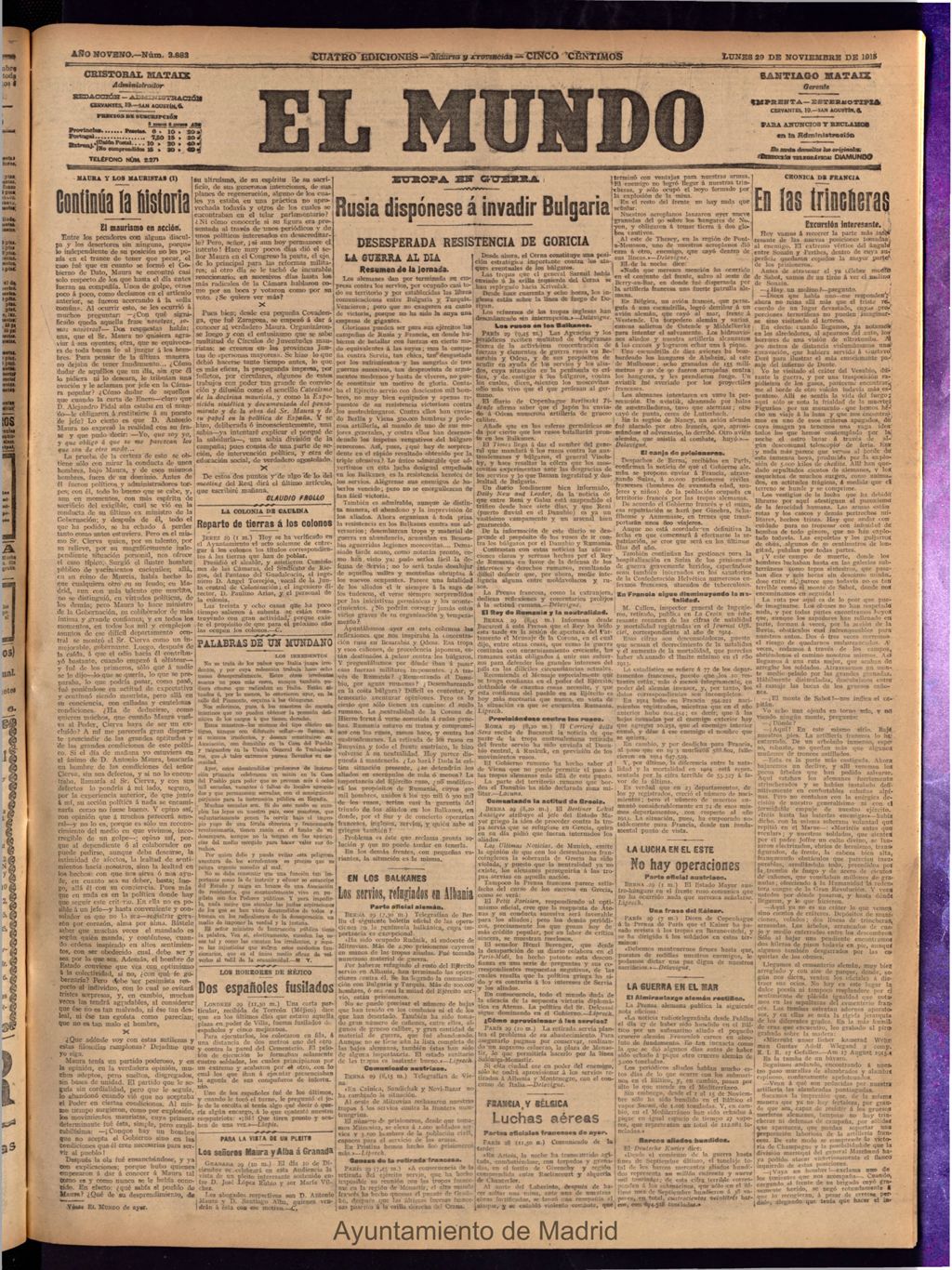 Miniatura de El Mundo del 29 de noviembre de 1915