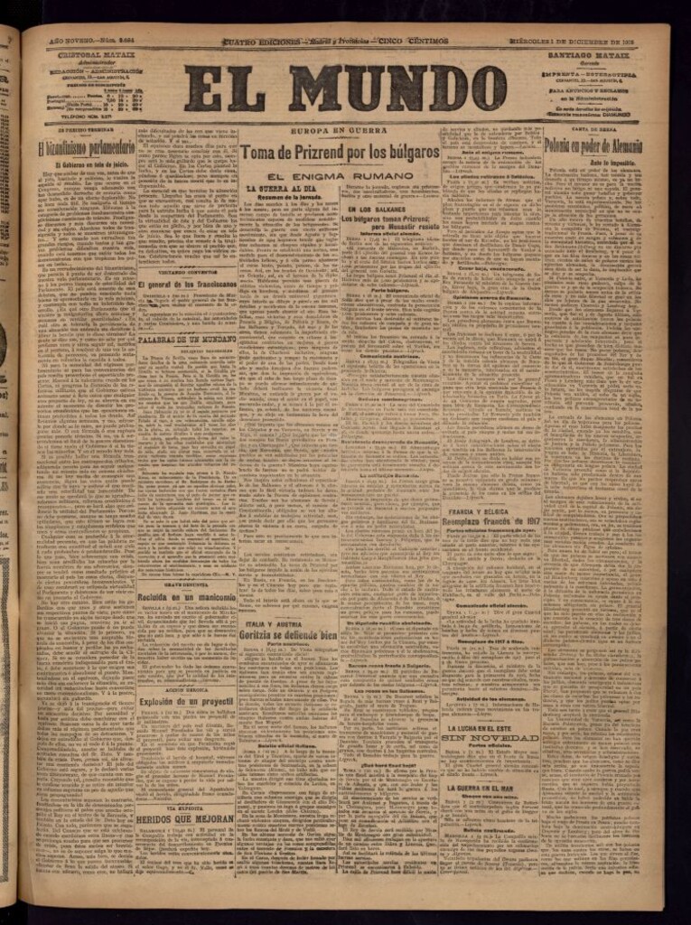 Miniatura de El Mundo del 1 de diciembre de 1915