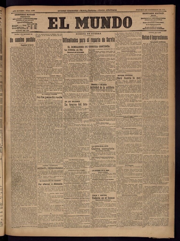 Miniatura de El Mundo del 2 de diciembre de 1915