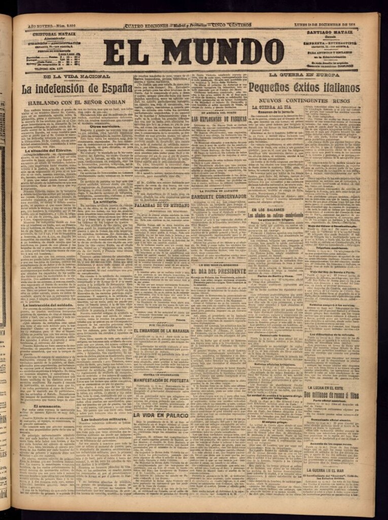 Miniatura de El Mundo del 13 de diciembre de 1915