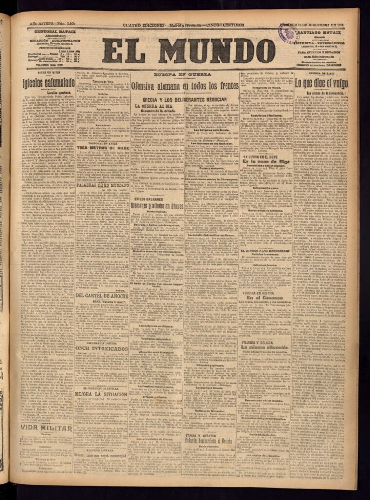 Miniatura de El Mundo del 19 de diciembre de 1915