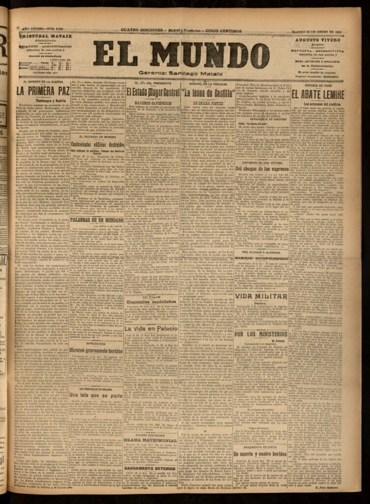 Miniatura de El Mundo del 18 de enero de 1916