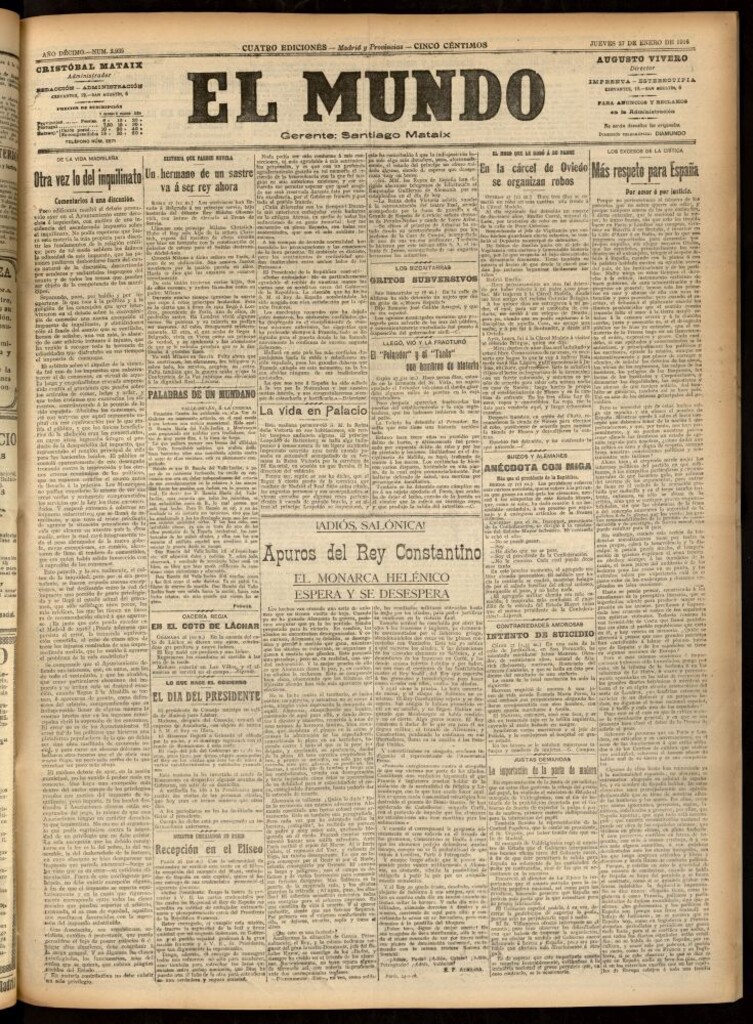 Miniatura de El Mundo del 27 de enero de 1916